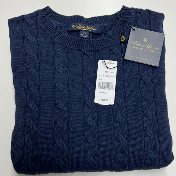 ✨ BROOKS BROTHERS ✨ Supima Cotton Cable Crewneck Sweater. - Picture 14 of 15